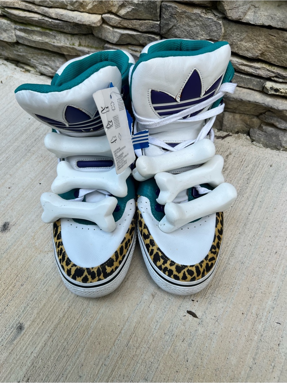 Jeremy Scott JS Bones Leopard Accent Sneakers US sz 11.5